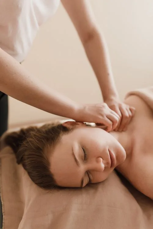 Illustrative stock photograph of a shoulder massage