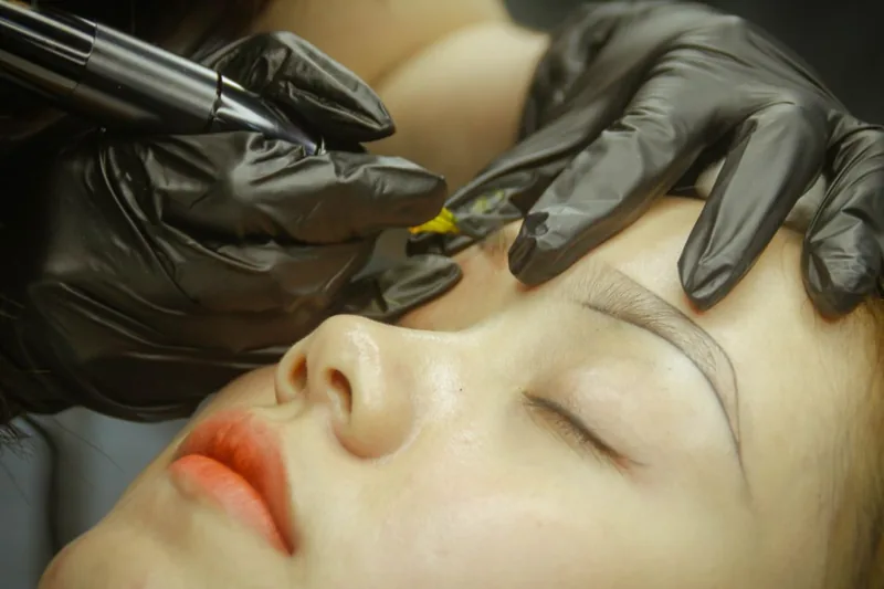 Illustrative stock photograph of a cosmetic tattoo treatment
